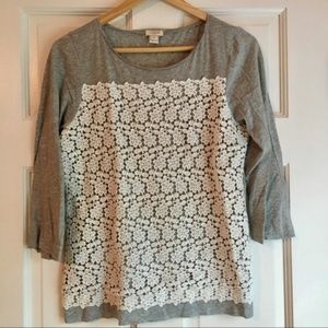 J. Crew Gray & White 3/4 Length Shirt!!